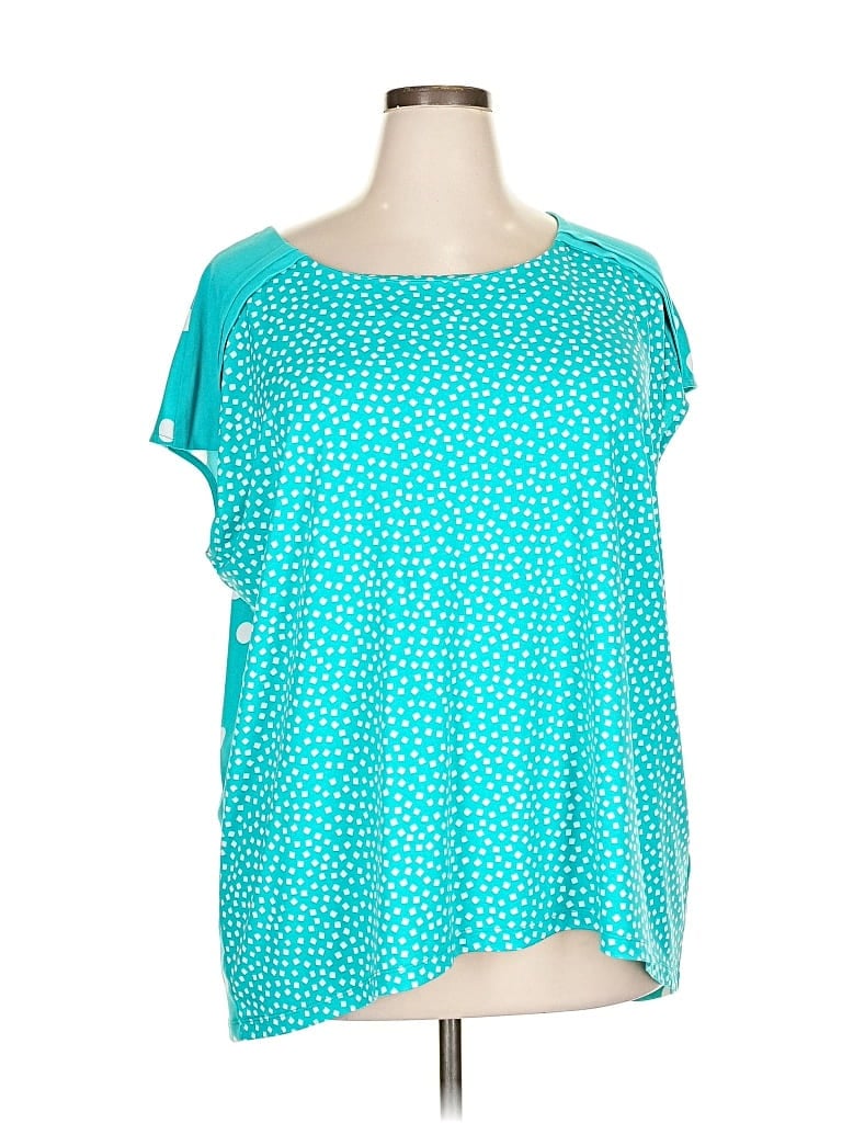 Pre-owned Susan Graver Short Sleeve Blouse In Blue