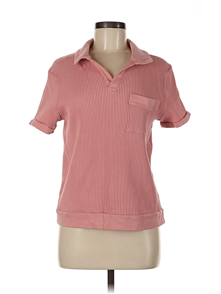 Pre-owned Assorted Brands Short Sleeve Top Pink Collared Neckline Tops