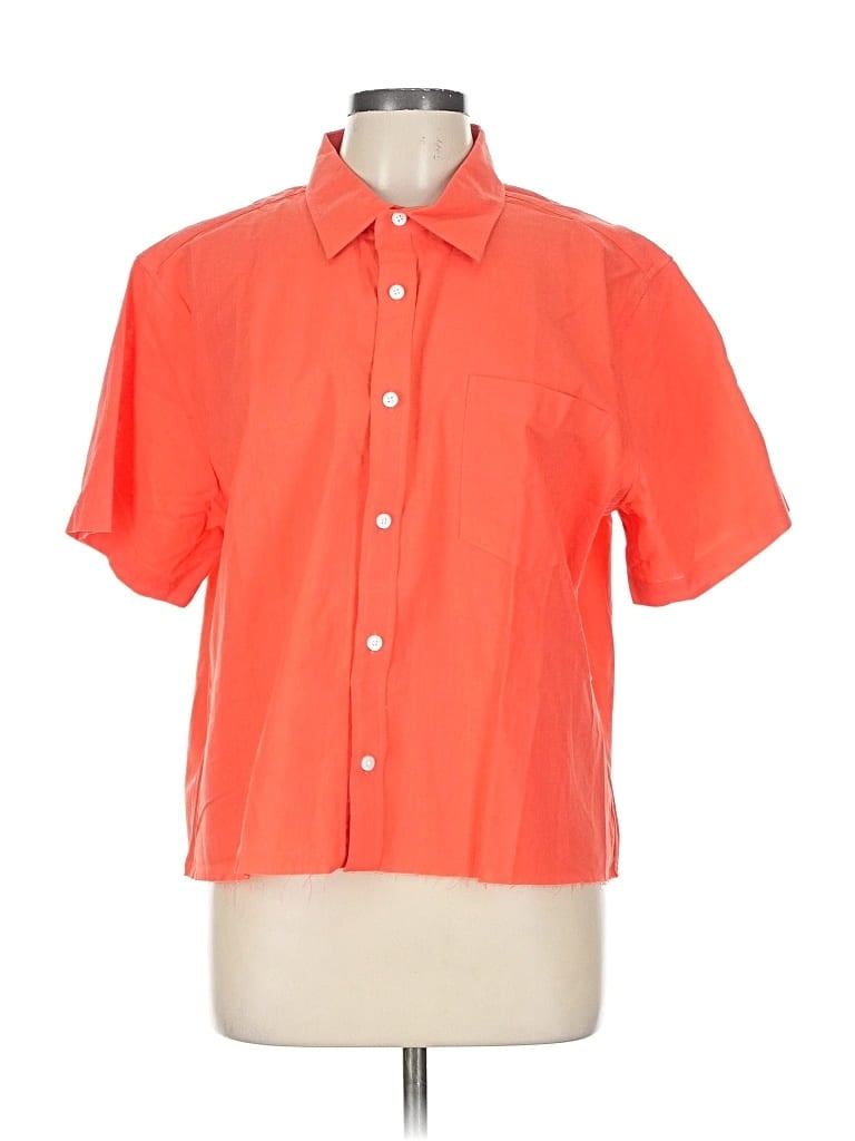 Pre-owned Unbranded Short Sleeve Button Down Shirt In Orange
