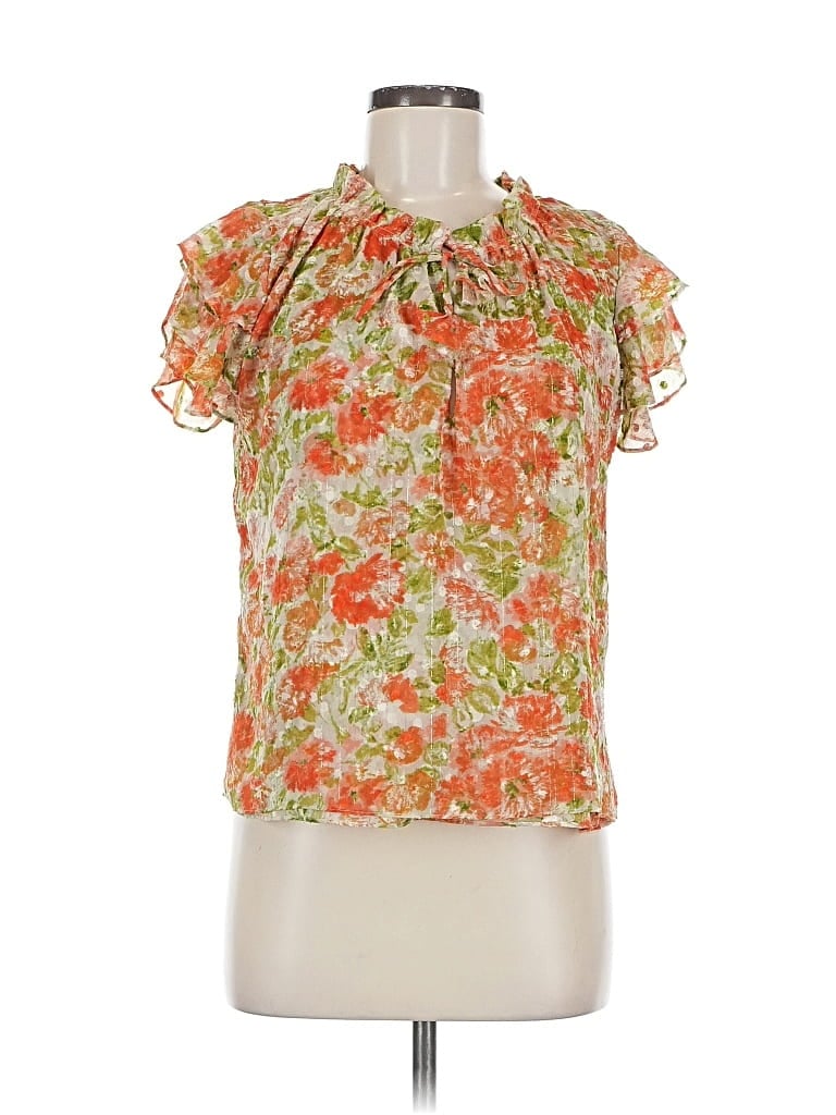 Pre-owned Misa Short Sleeve Blouse In Orange