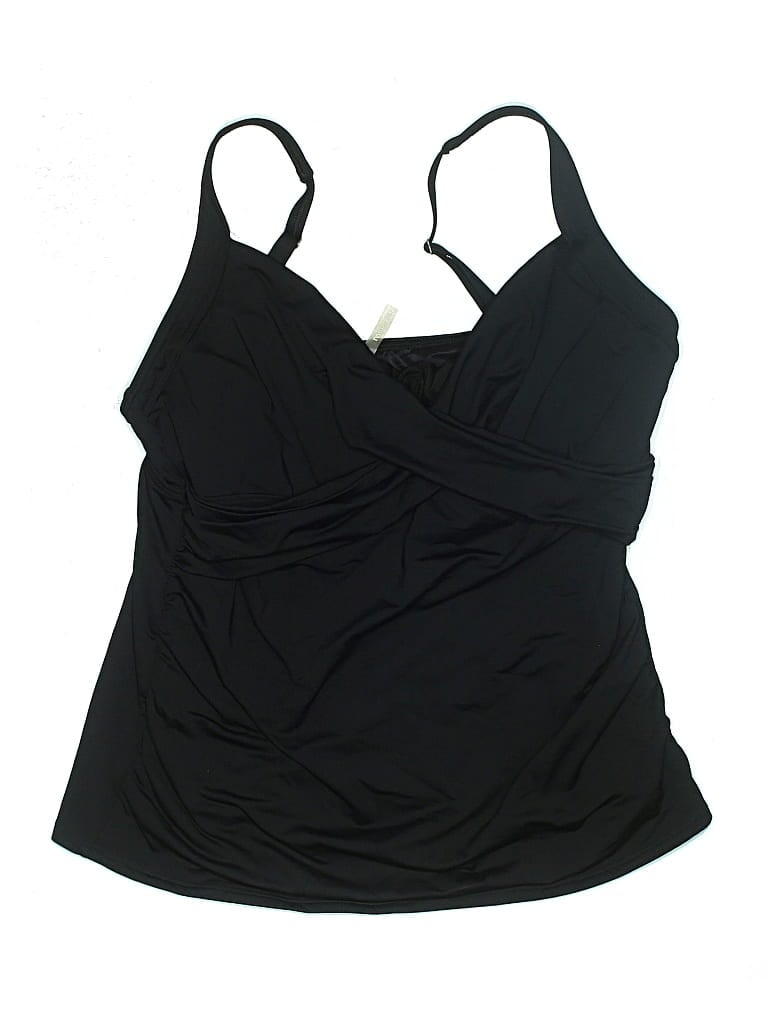 Pre-owned Lands' End Swimsuit Top Black Swimwear