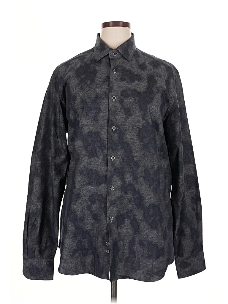 Pre-owned Saks Fifth Avenue Long Sleeve Button Down Shirt In Blue