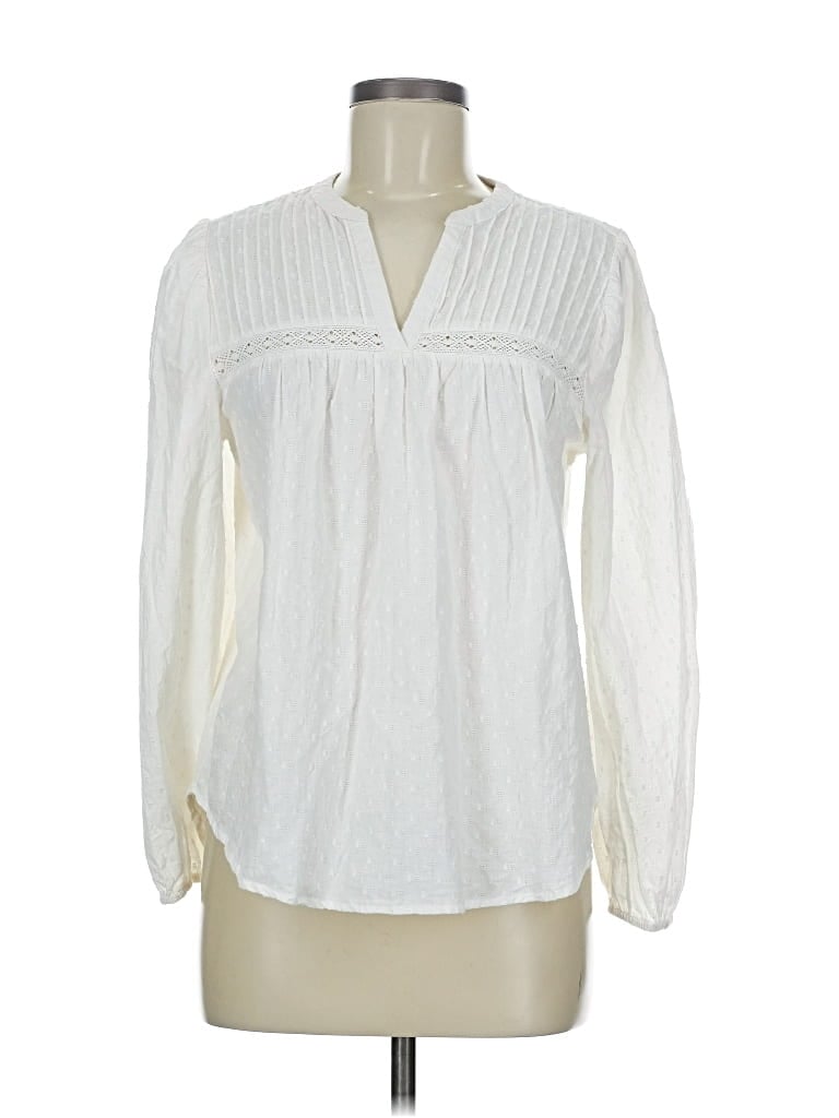 Pre-owned Falls Creek Long Sleeve Blouse In White