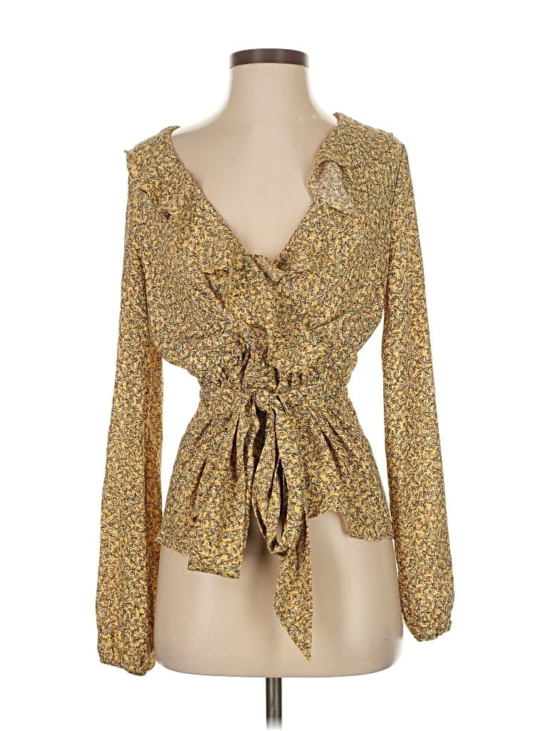 Max Studio Long Sleeve Blouse In Brown