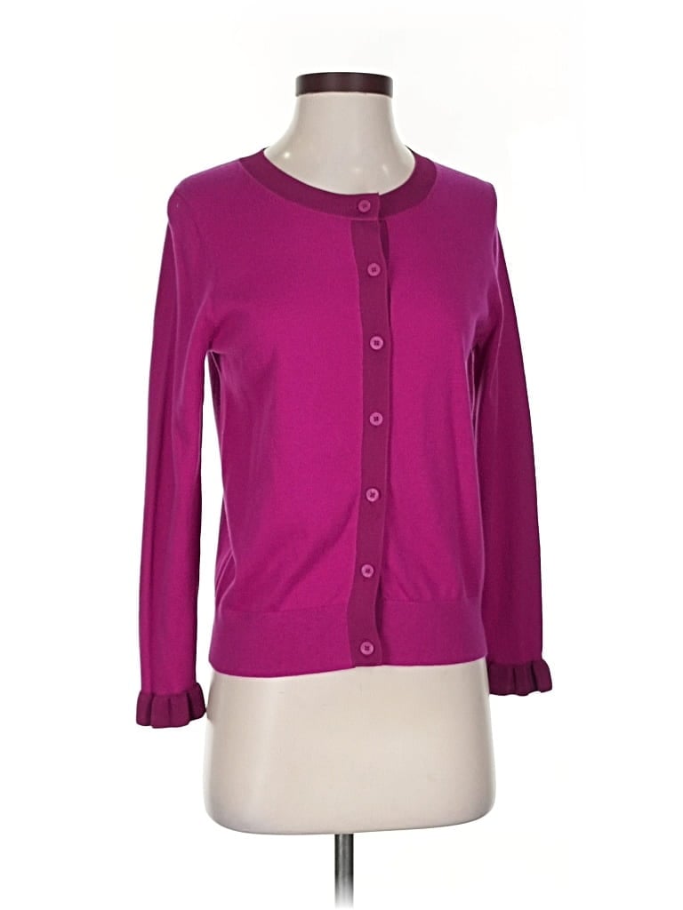 Pre-owned Kate Spade New York Silk Cardigan Sweater In Purple