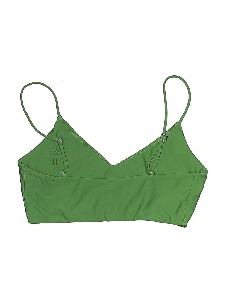 Pre-owned Mikoh Swimsuit Top Green Solid Pattern Swimwear