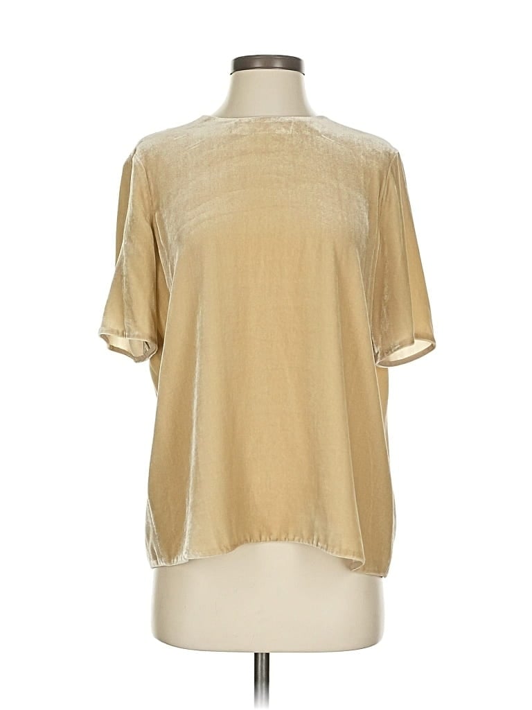 Pre-owned Vince Short Sleeve Blouse In Gold