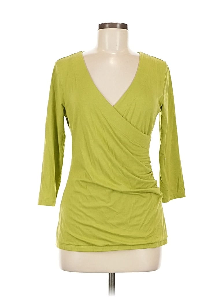 Pre-owned Soft Surroundings 3/4 Sleeve Top Green V Neck Tops
