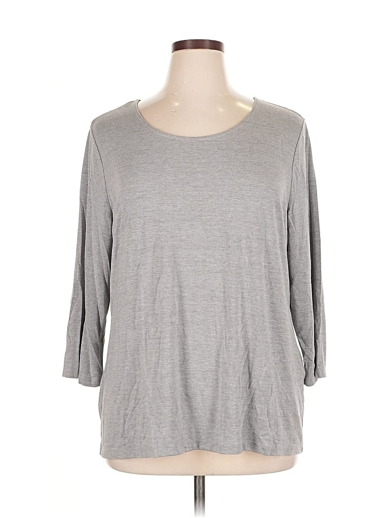 Pre-owned Chico's 3/4 Sleeve T-shirt In Gray