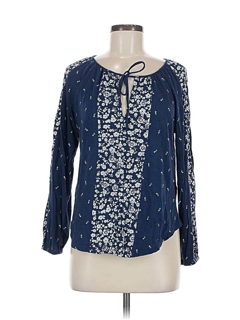 Pre-owned Lucky Brand Long Sleeve Blouse In Blue