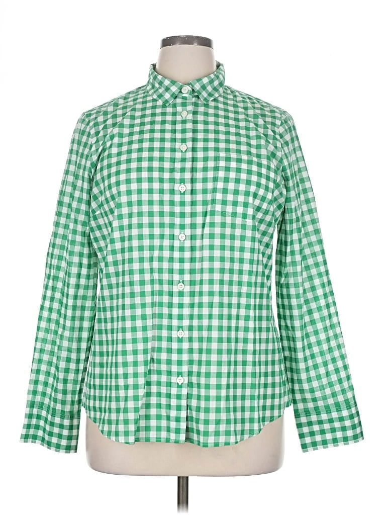 J.crew Factory Store Long Sleeve Button Down Shirt In Green