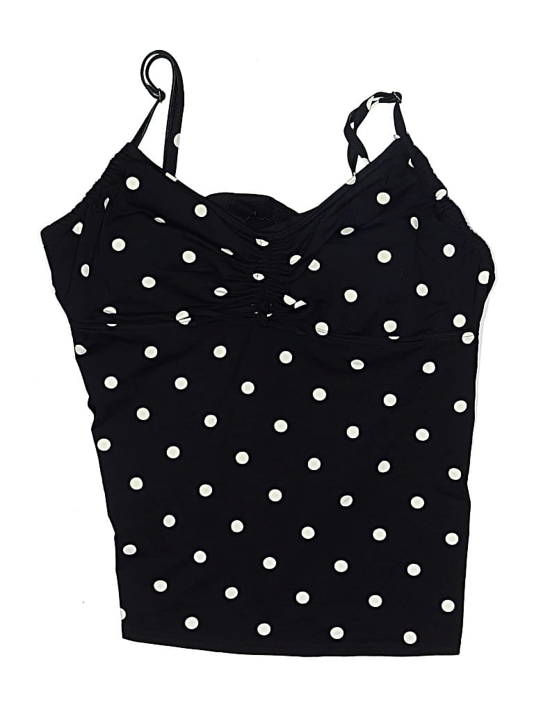 Pre-owned Lands' End Swimsuit Top Black Polka Dots Pattern Swimwear
