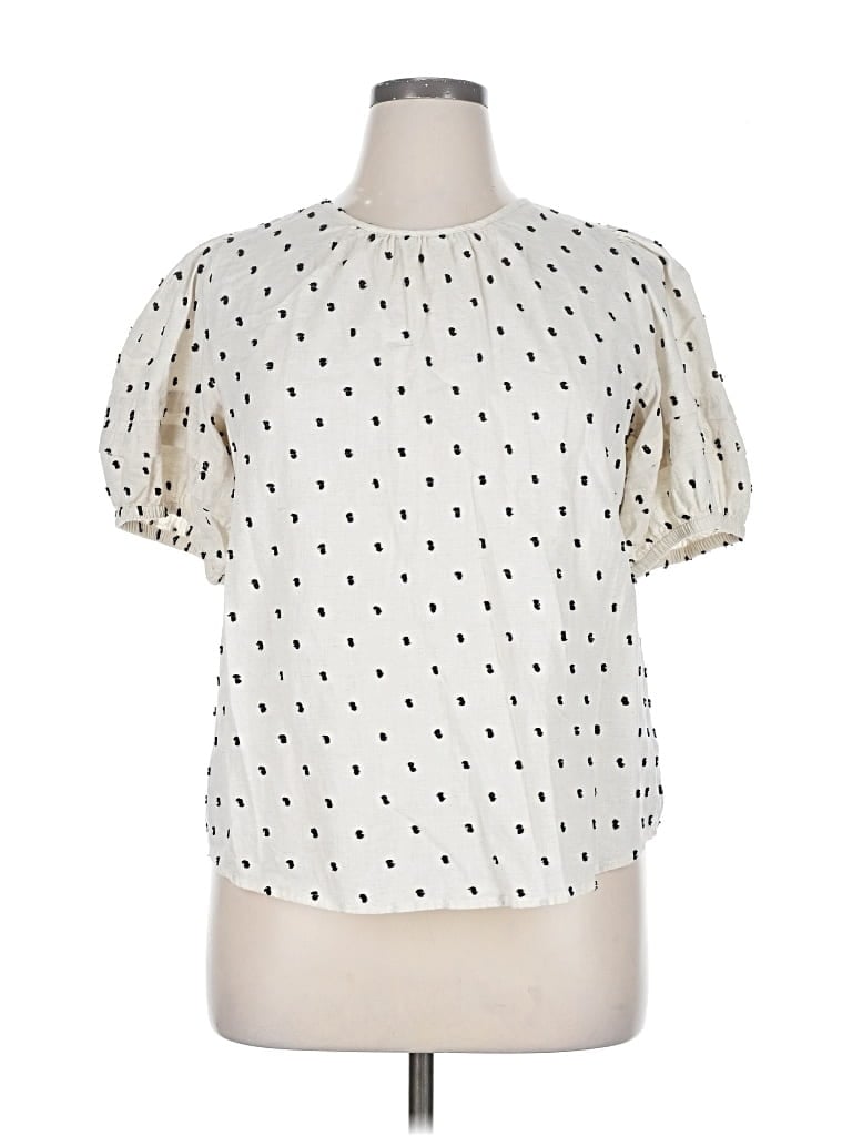 Pre-owned Madewell Short Sleeve Blouse In White