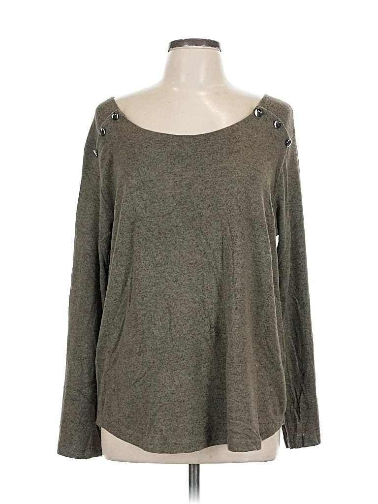 Pre-owned Jon & Anna Long Sleeve Top Gray Boatneck Tops