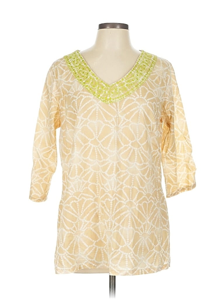 Pre-owned Calypso St Barth 3/4 Sleeve Blouse In Yellow