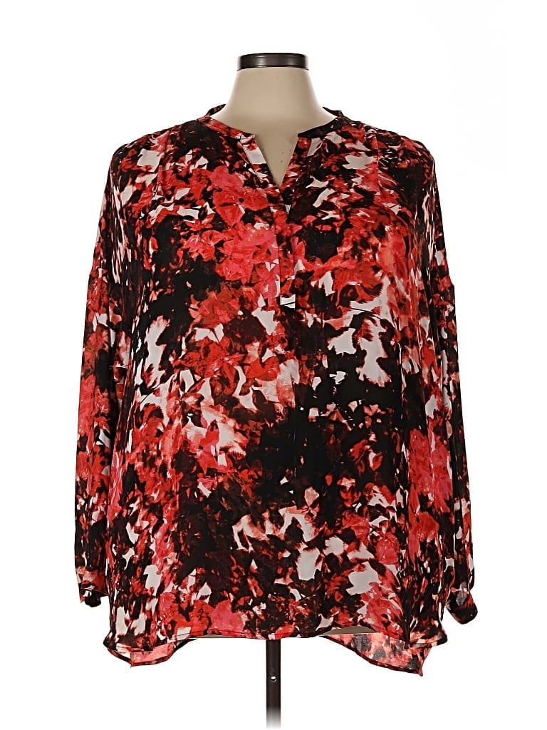 Pre-owned A.n.a. A New Approach Long Sleeve Blouse In Red