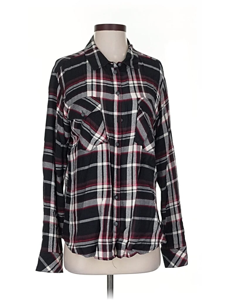 Pre-owned Sanctuary Long Sleeve Button Down Shirt In Black