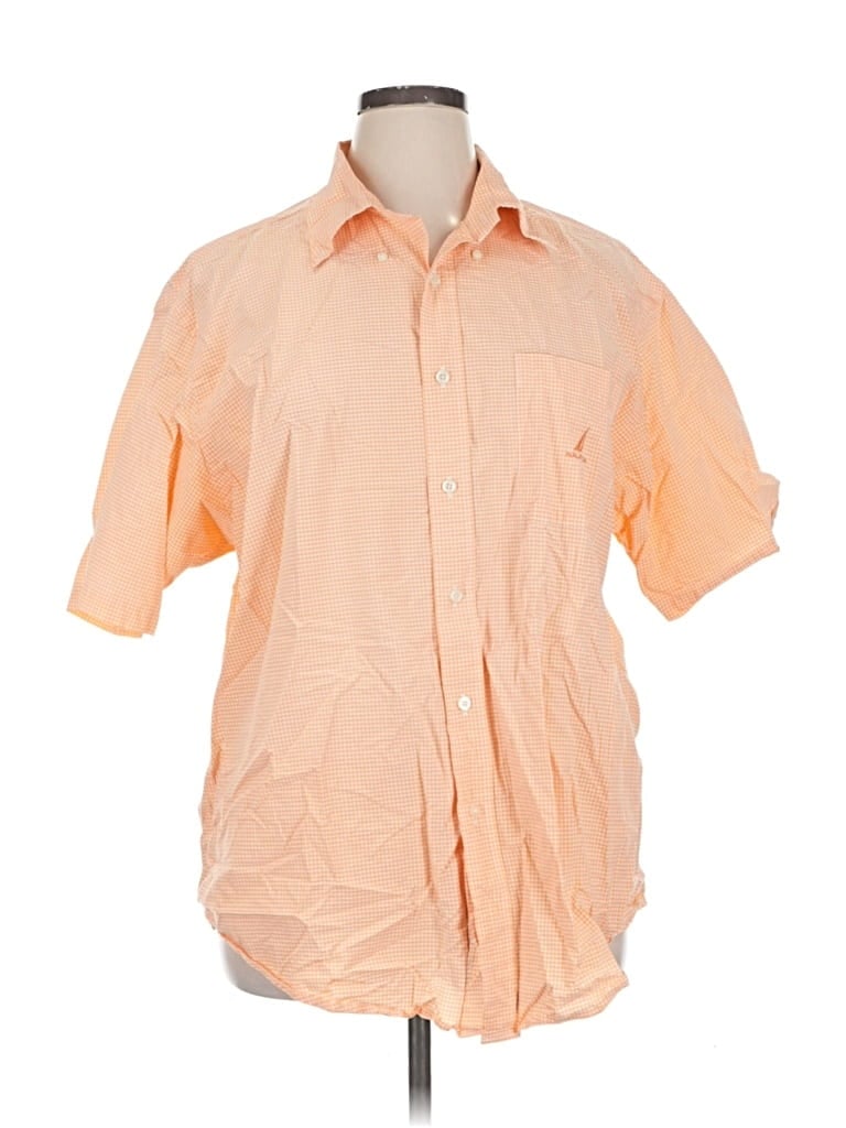 Pre-owned Nautica Short Sleeve Button Down Shirt In Orange