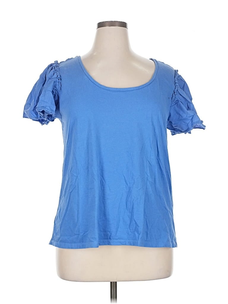 Pre-owned Ann Taylor Loft Outlet Short Sleeve Top Blue Sweetheart Neckline Tops