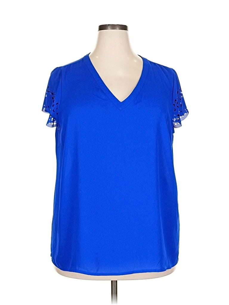 Pre-owned Papermoon Short Sleeve Blouse In Blue