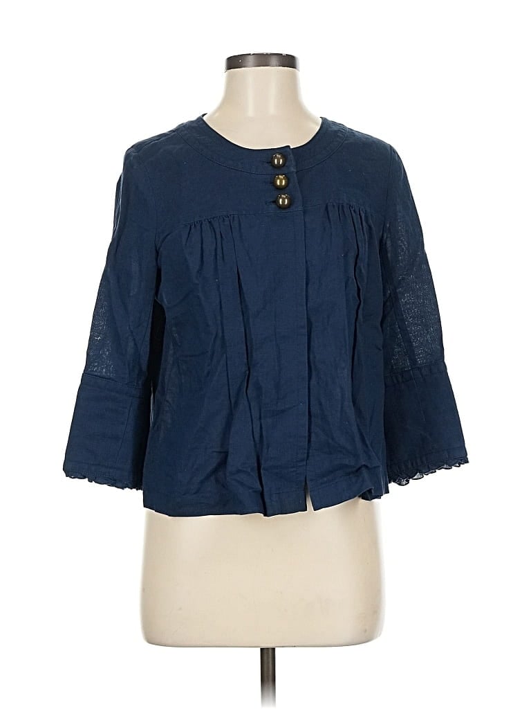 Pre-owned J.crew Factory Store 3/4 Sleeve Blouse In Blue