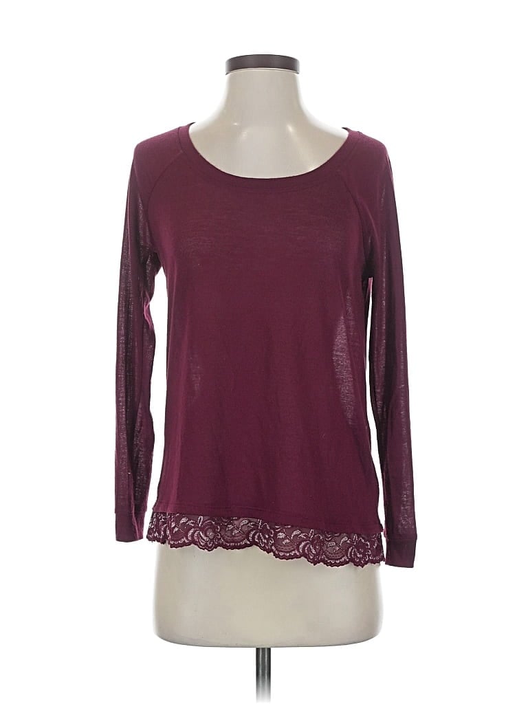 Pre-owned Aerie 3/4 Sleeve T-shirt In Burgundy