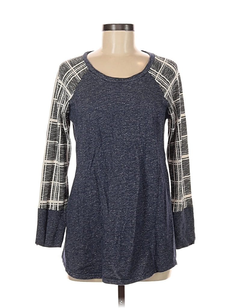 Pre-owned Chris & Carol Long Sleeve Top Gray Square Neckline Tops