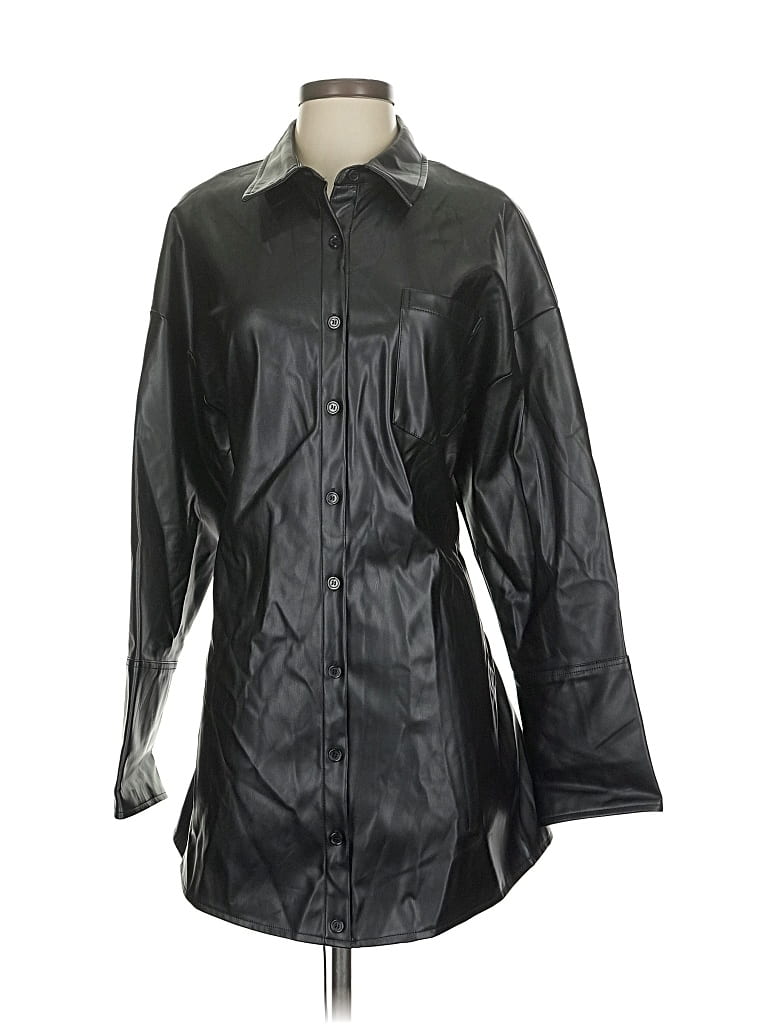 Pre-owned Assorted Brands Faux Leather Jacket In Black