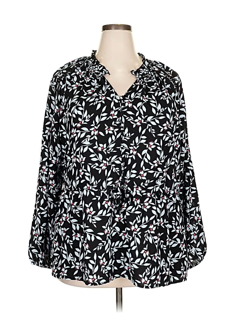 Pre-owned Lane Bryant 3/4 Sleeve Blouse In Black