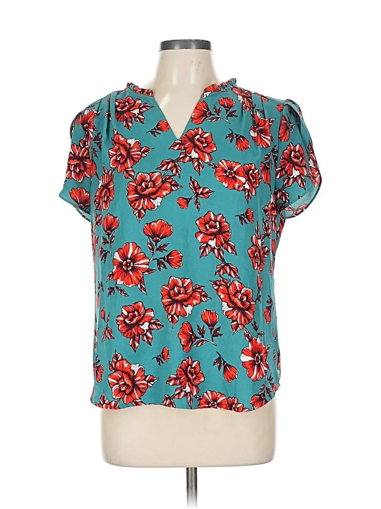 Pre-owned 41hawthorn Short Sleeve Blouse In Blue