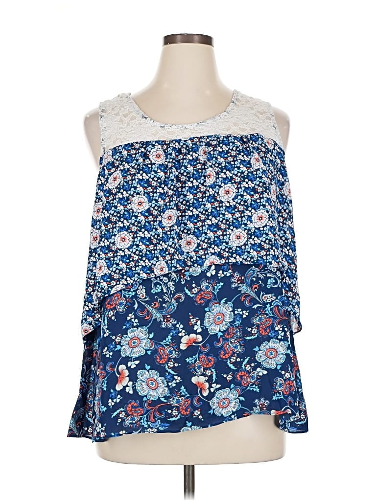 Pre-owned Ny Collection Sleeveless Blouse In Blue