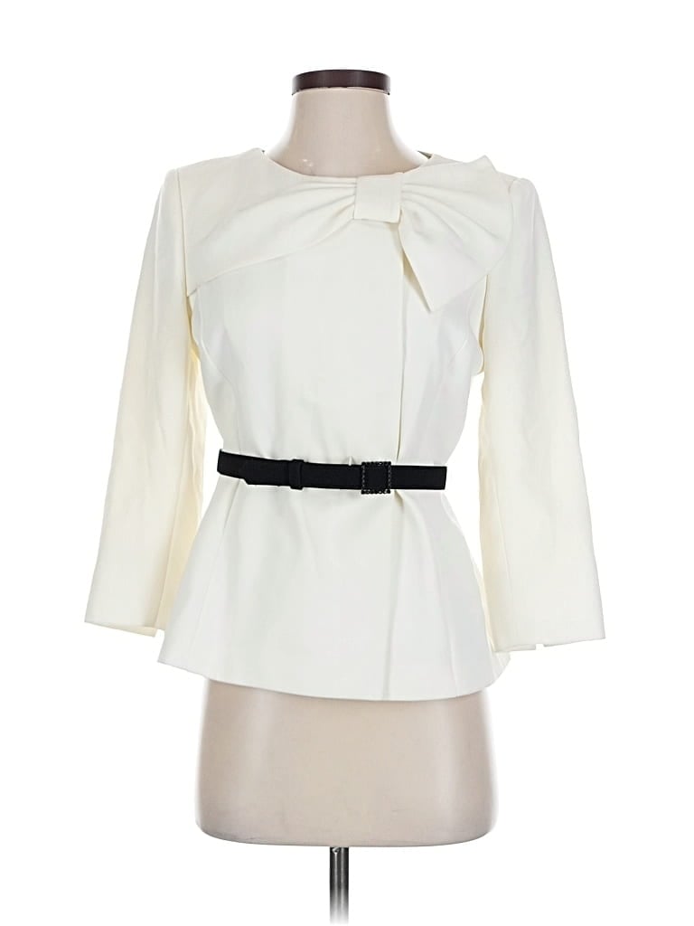 Pre-owned Tahari By Asl 3/4 Sleeve Blouse In White