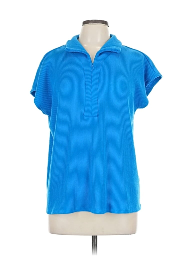 Pre-owned Alfani Short Sleeve Blouse In Blue