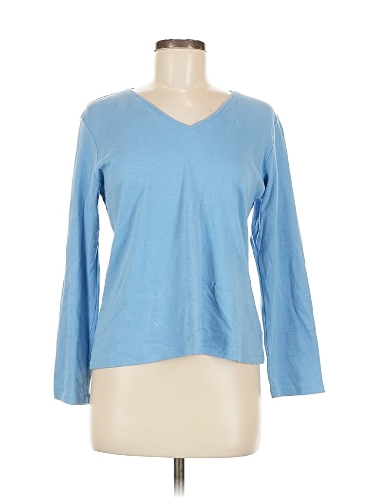 Pre-owned Coldwater Creek Long Sleeve Top Blue V Neck Tops