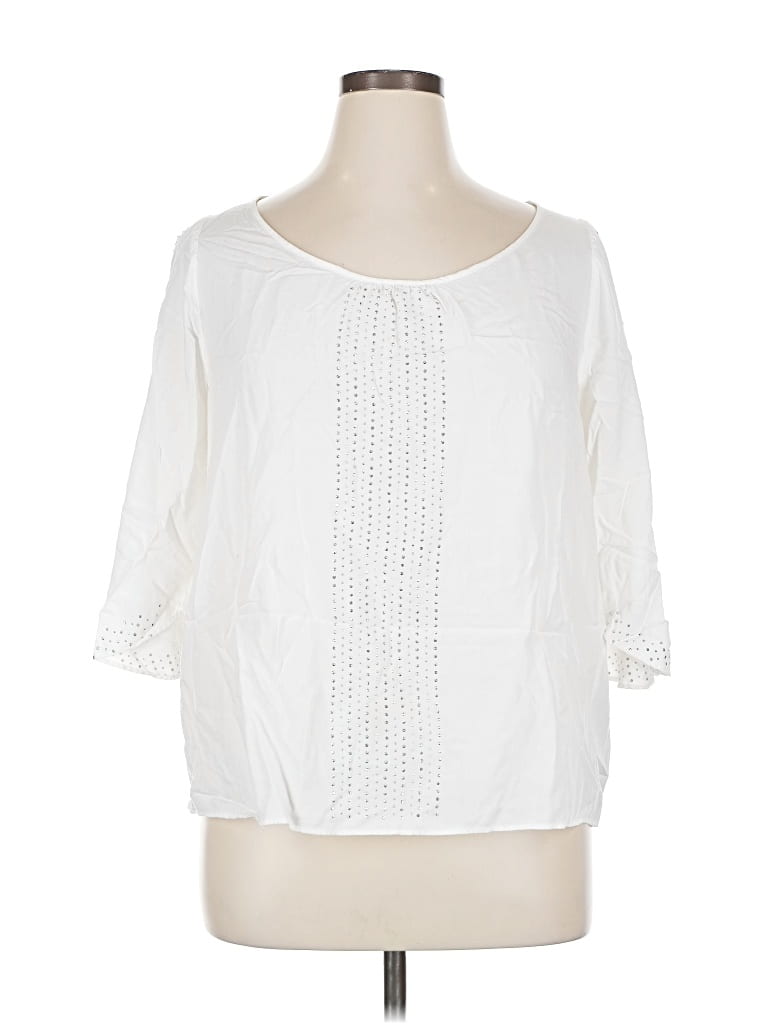 Pre-owned Jennifer Lopez 3/4 Sleeve Blouse In White
