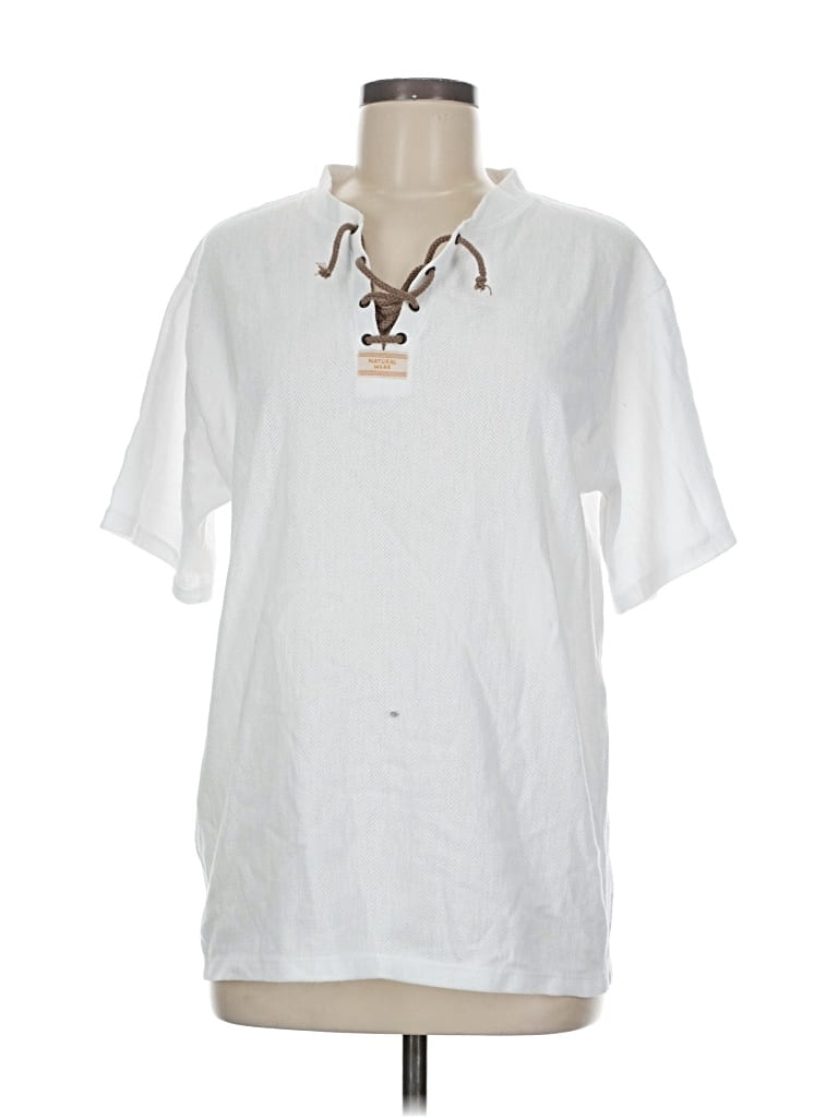 Pre-owned Assorted Brands Short Sleeve Henley Shirt In White