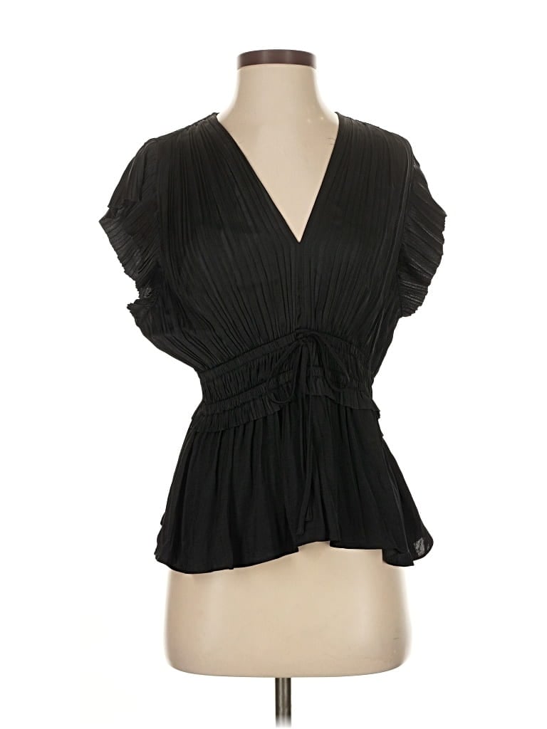 Pre-owned J By Joie Short Sleeve Blouse In Black