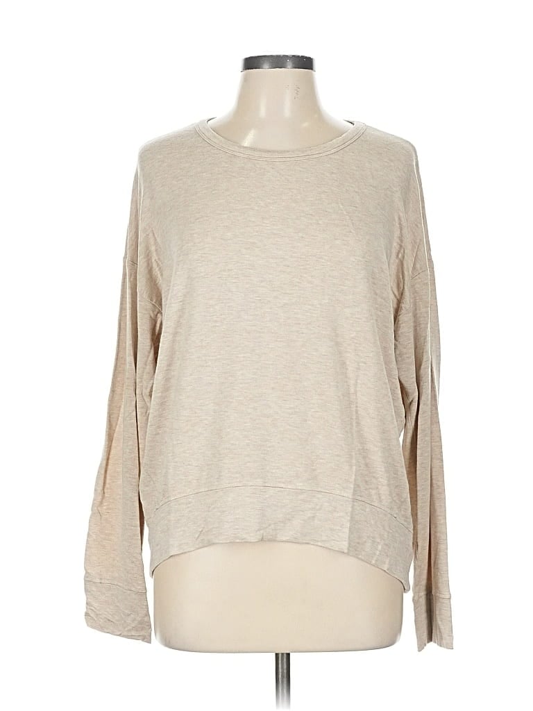 Pre-owned Sen Long Sleeve Top Tan Crew Neck Tops In Brown