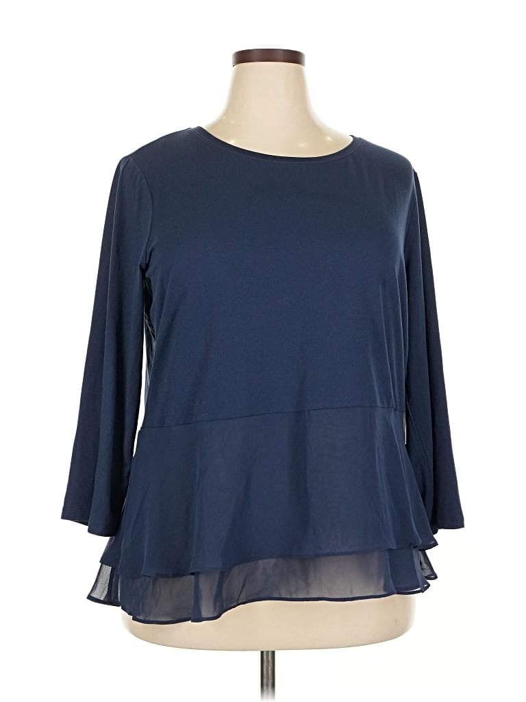 Pre-owned Simply Vera Vera Wang 3/4 Sleeve Blouse In Blue