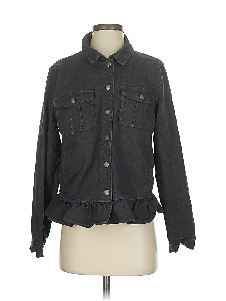 Pre-owned Belle By Kim Gravel Denim Jacket In Gray