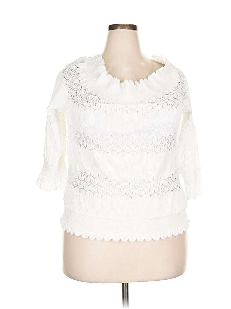 Pre-owned Deletta 3/4 Sleeve Blouse In White