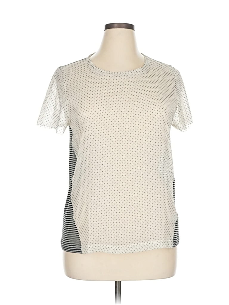 Pre-owned Hi-line Short Sleeve Top Ivory Crew Neck Tops In White