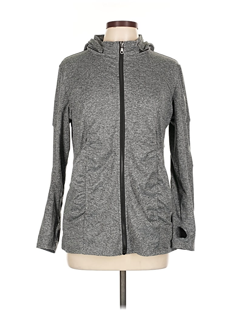 Pre-owned Assorted Brands Zip Up Hoodie In Gray