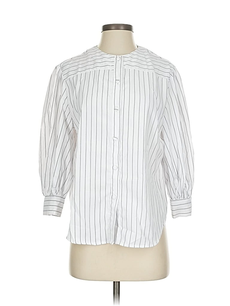 Pre-owned Shein 3/4 Sleeve Button Down Shirt In White