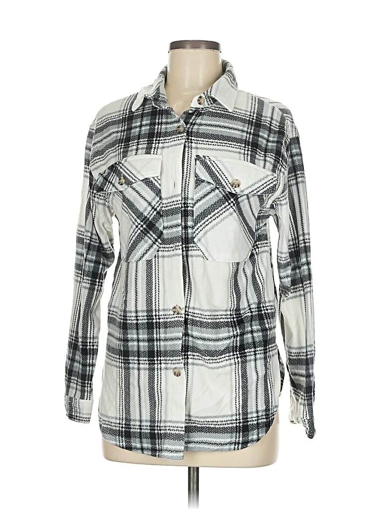 Pre-owned Just Polly Long Sleeve Blouse In Silver