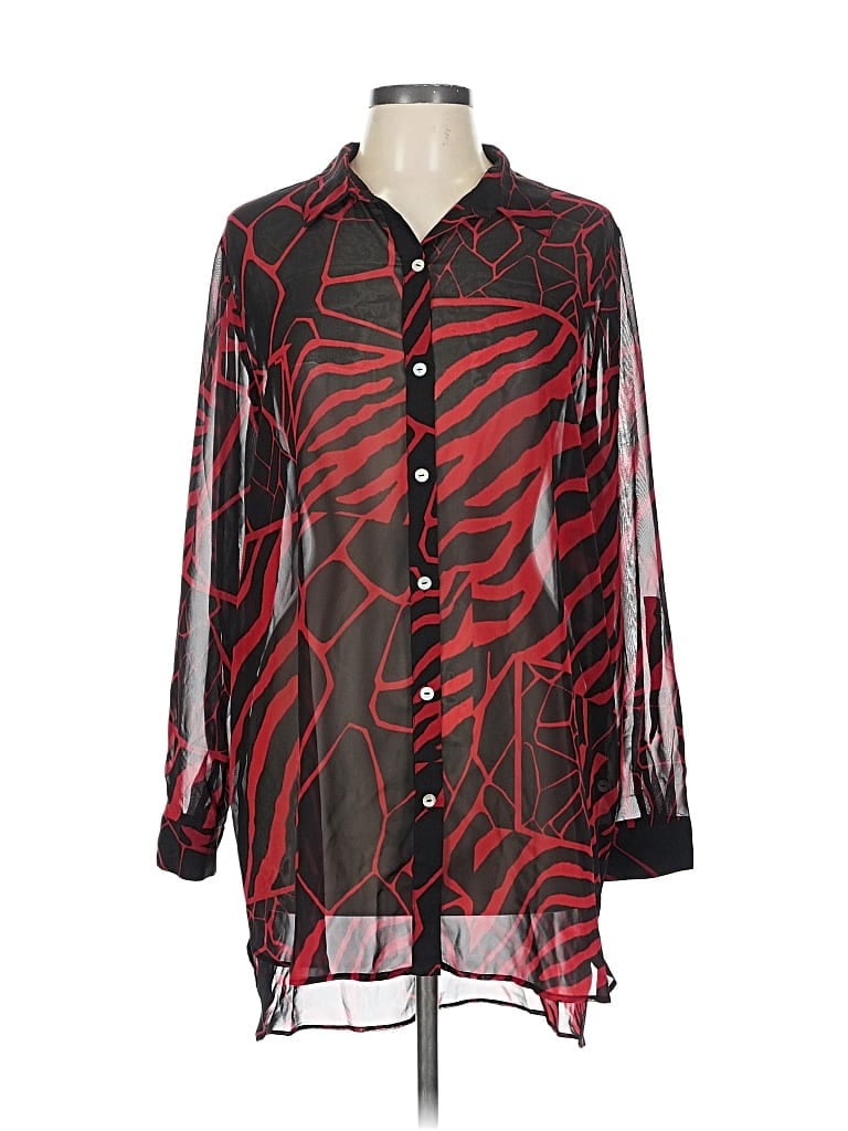 Pre-owned Dennis By Dennis Basso Long Sleeve Blouse In Red