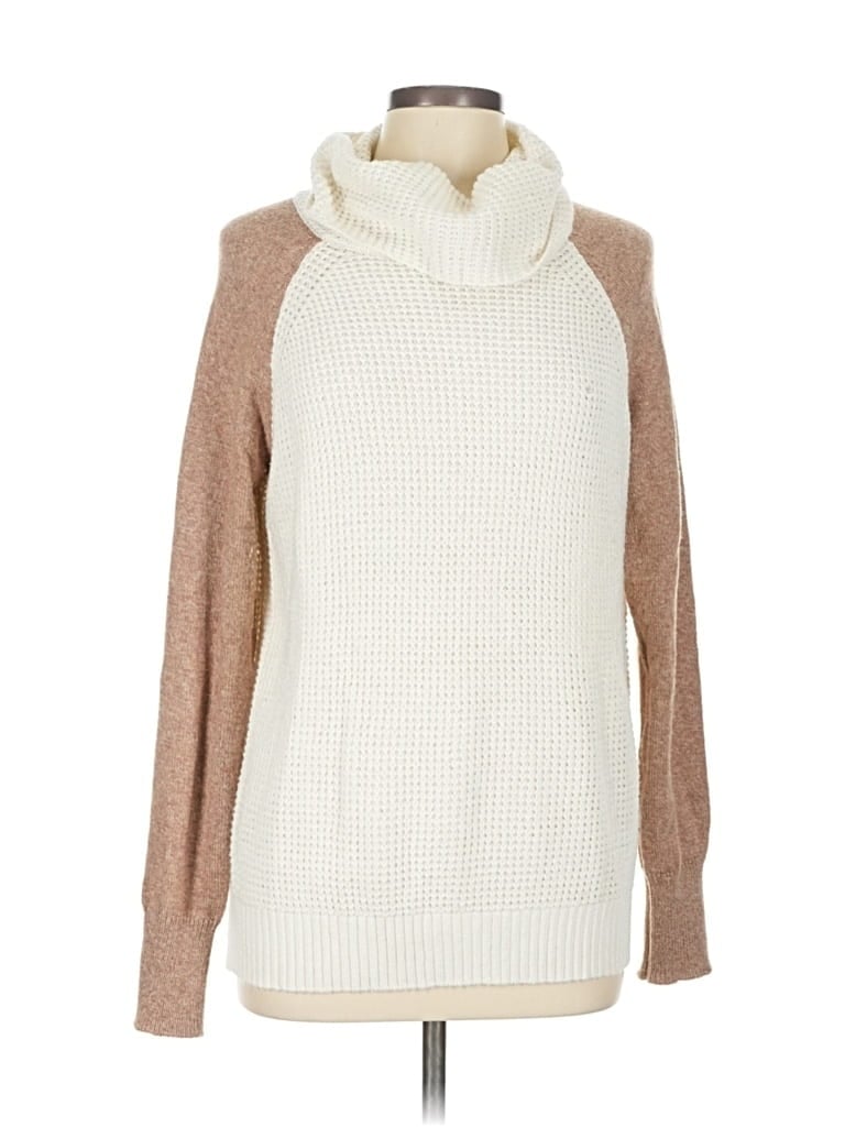 Pre-owned Market & Spruce Turtleneck Sweater In White