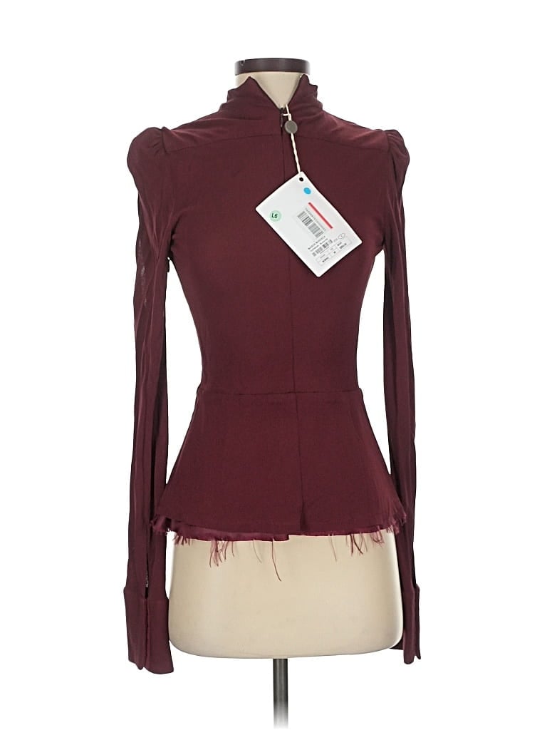 Pre-owned Maison Margiela Long Sleeve Top Burgundy Solid Pattern Turtleneck Tops
