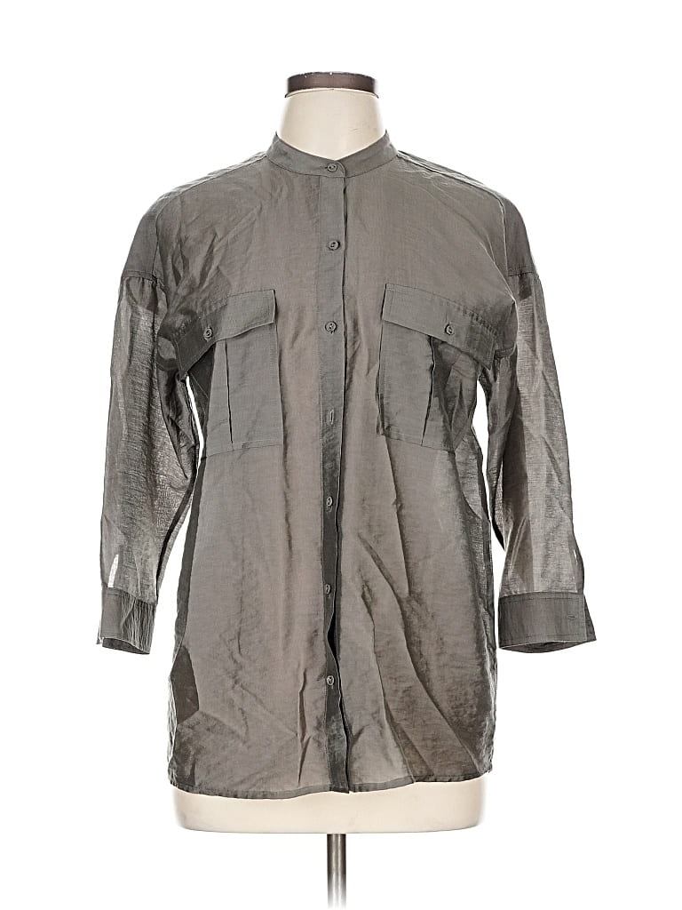 Pre-owned Joie 3/4 Sleeve Button Down Shirt In Gray