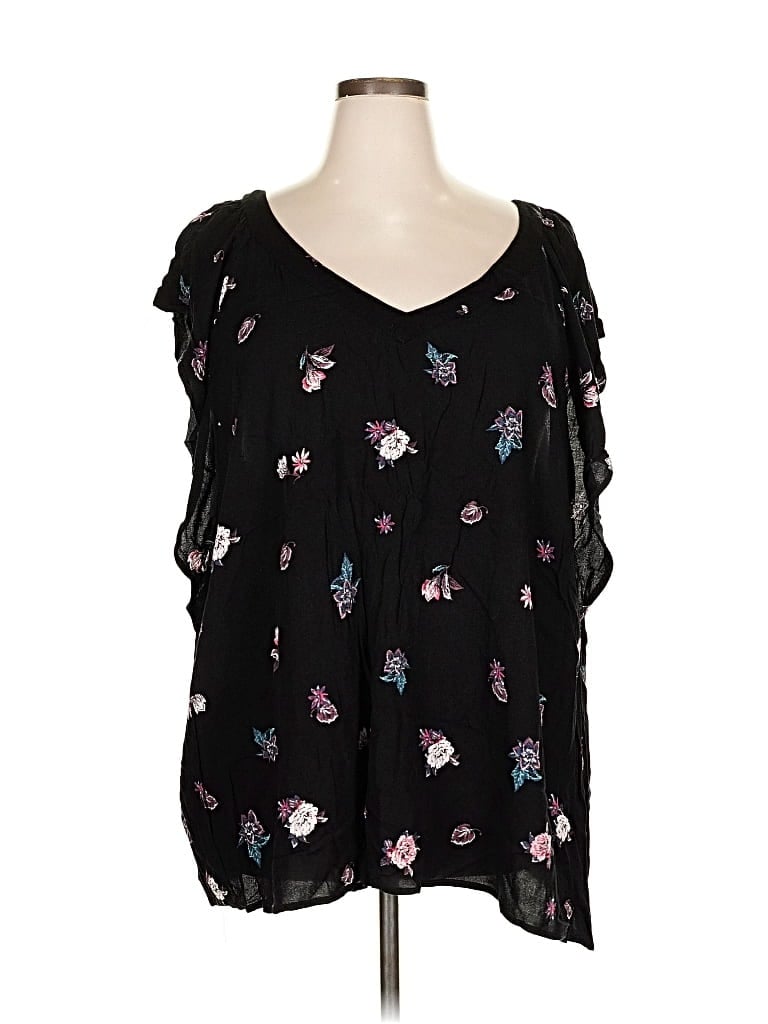 Pre-owned Torrid 3/4 Sleeve Blouse In Black